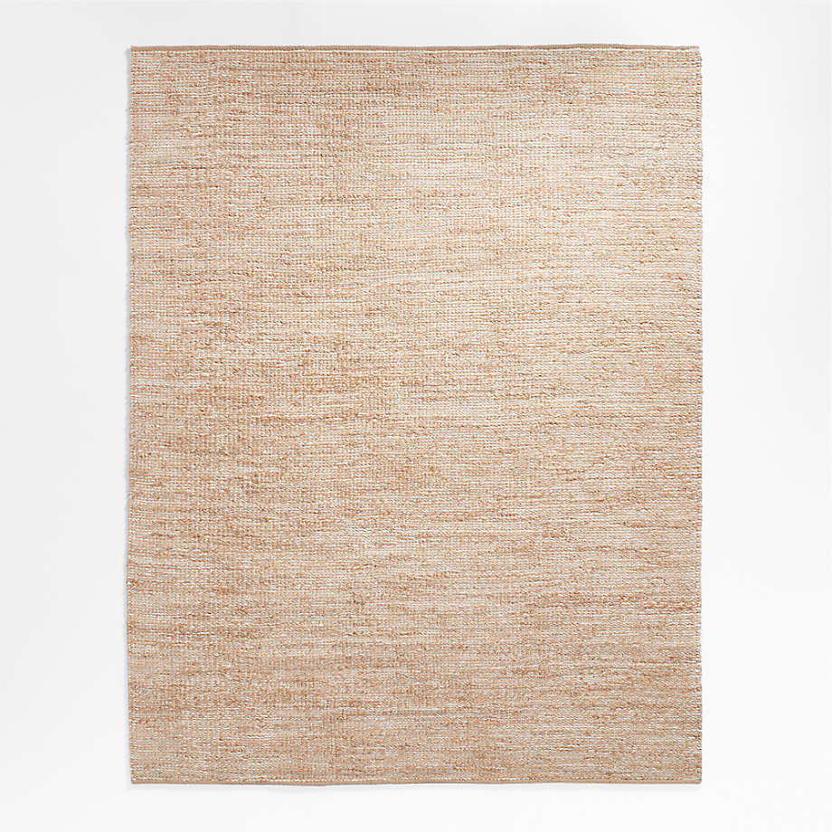 Ales Chenille and Jute/Cotton Blend White Area Rug 10'x14' +