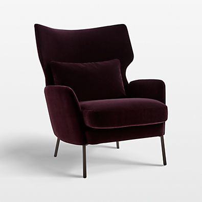 View Alex Bordeaux Velvet Accent Chair details