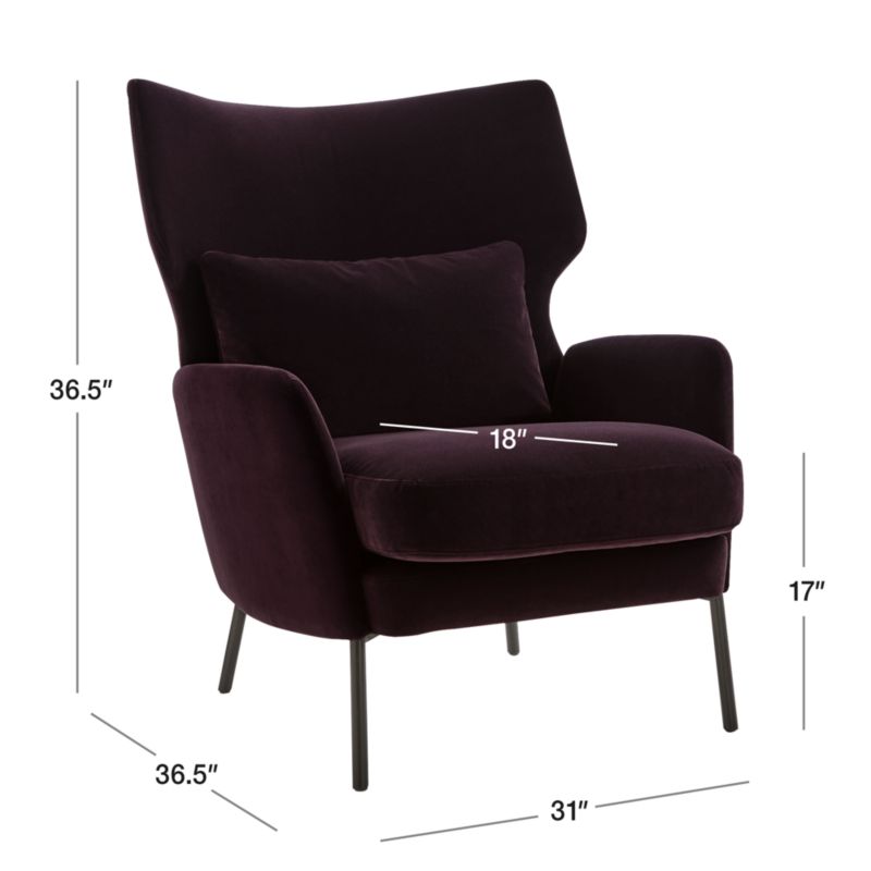 View Alex Bordeaux Velvet Accent Chair - image 2 of 9