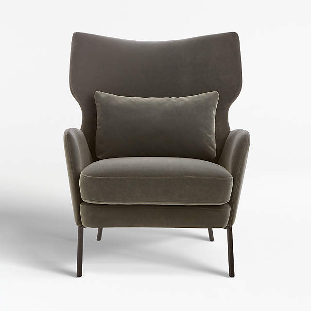 gray velvet barrel chair