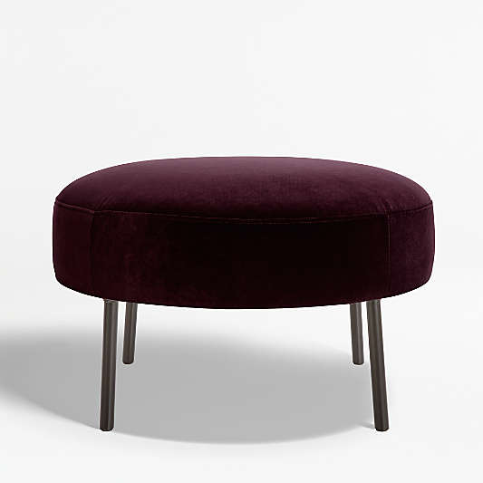 Alex Bordeaux Velvet Ottoman