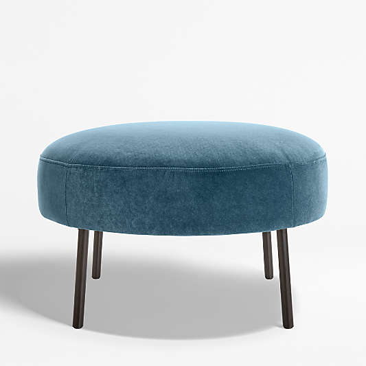 Alex Navy Blue Velvet Ottoman