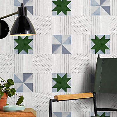 Backdrop Alexander Dutch Green and Slate Blue Wallpaper