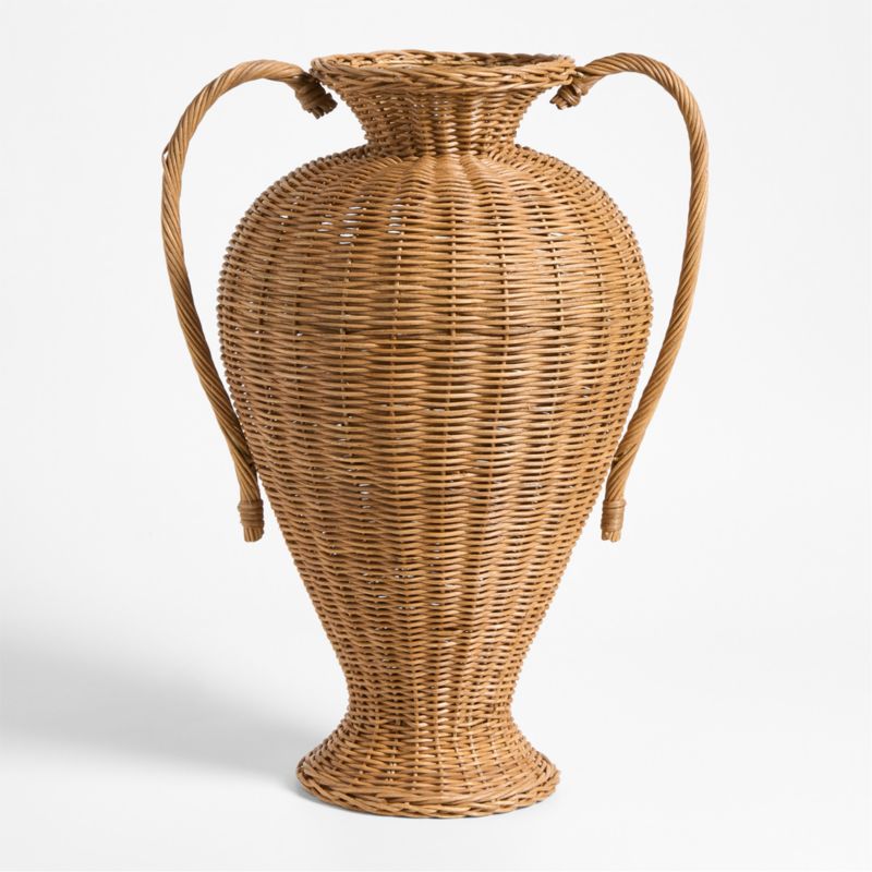 Alford Large Brown Woven Rattan Double Handle Vase 24" - image 4 of 6