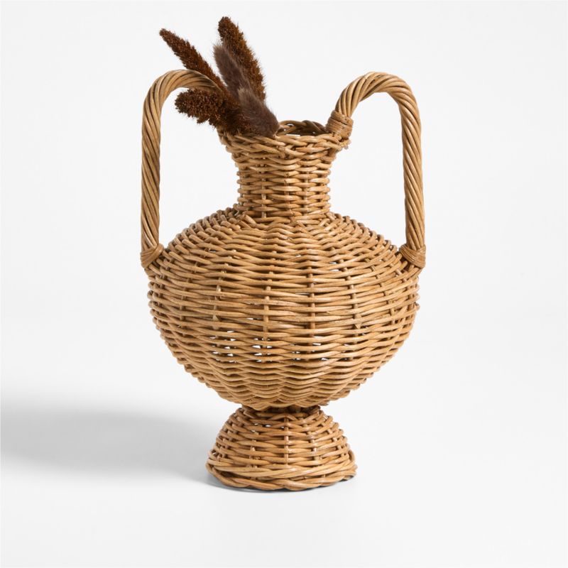 Alford Small Brown Woven Rattan Double Handle Vase 12" - image 0 of 8