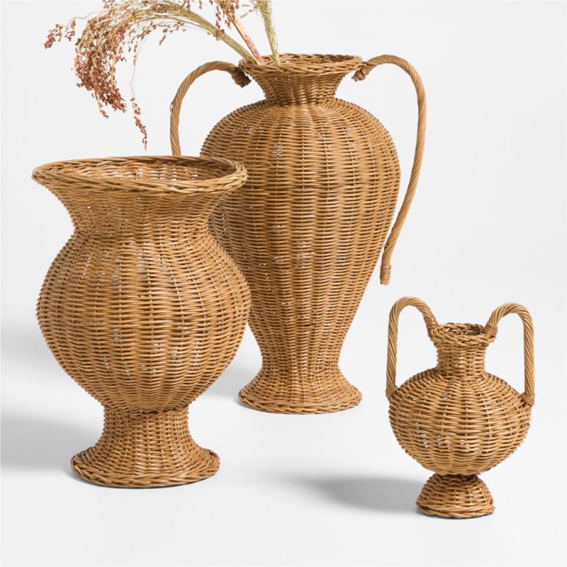 Alford Large Brown Woven Rattan Double Handle Vase 24" - image 2 of 6