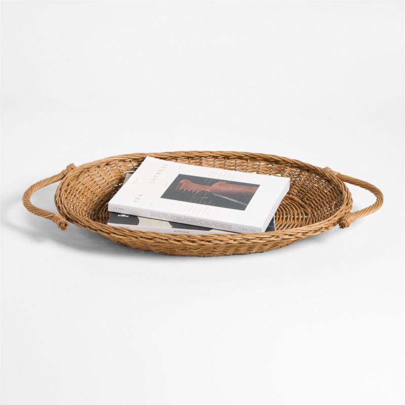 Alford Brown Woven Rattan Decorative Tray 24" - image 0 of 4