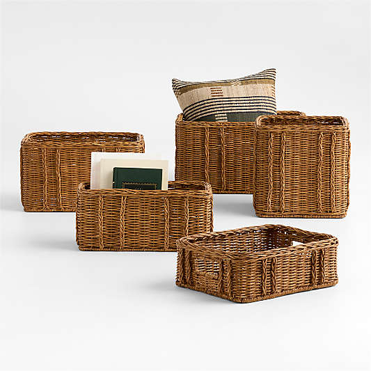 Alford Rattan Small Narrow Rectangle Basket