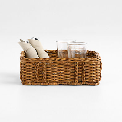 View Alford Rattan Low Wide Rectangle Basket details