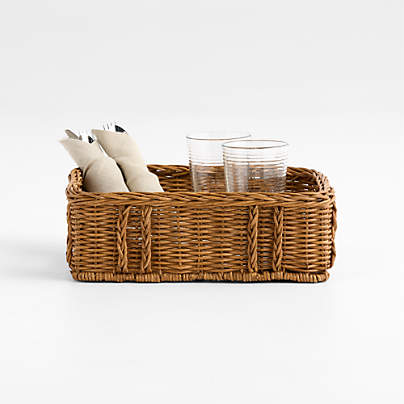 Alford Rattan Low Wide Rectangle Basket