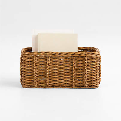 Alford Rattan Small Narrow Rectangle Basket
