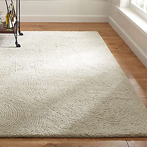 Crate & Barrel Orissa Neutral 5' x 8' Handmade 100% Wool Area Rugs & Carpet 