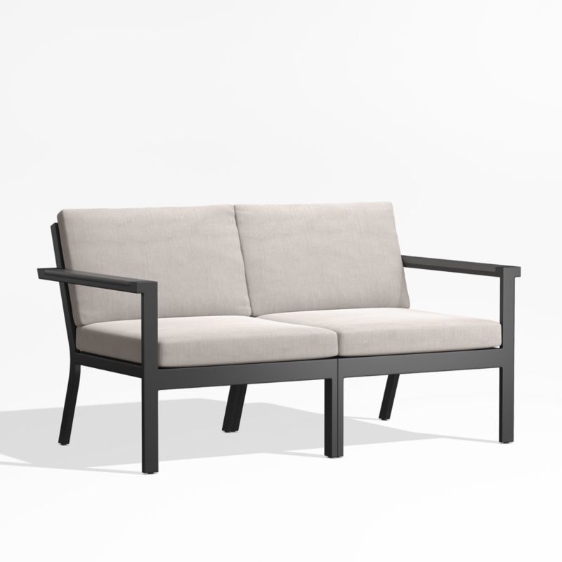 Alfresco Black Metal 2-Piece Outdoor Loveseat with Ash Brown Sunbrella ® Cushions - image 3 of 6