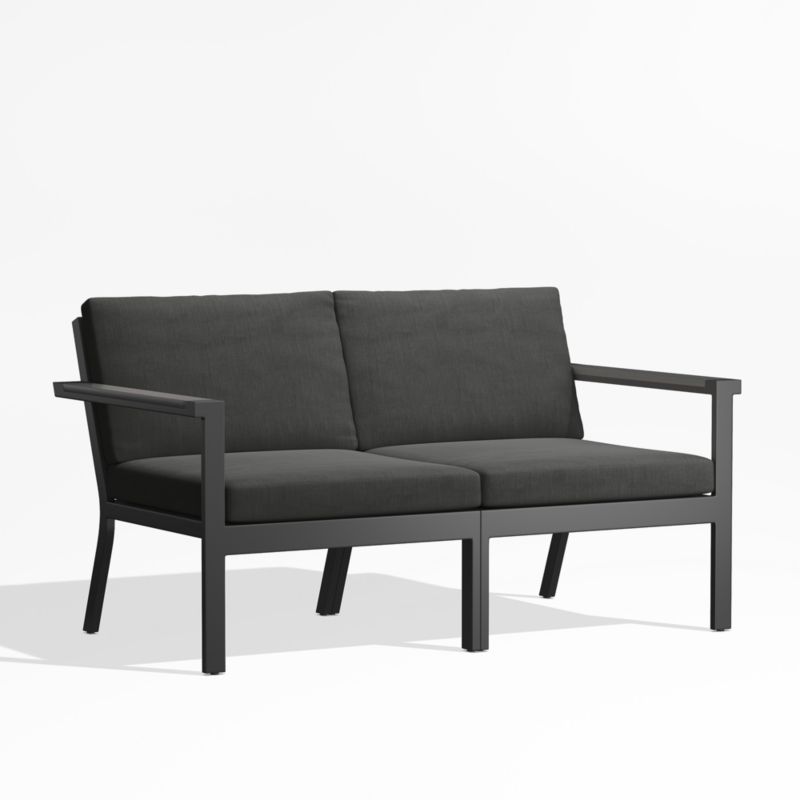 Alfresco Black Metal 2-Piece Outdoor Loveseat with Charcoal Grey Sunbrella ® Cushions - image 3 of 6