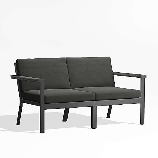 Alfresco Black Metal 2-Piece Outdoor Loveseat with Charcoal Grey Sunbrella ® Cushions