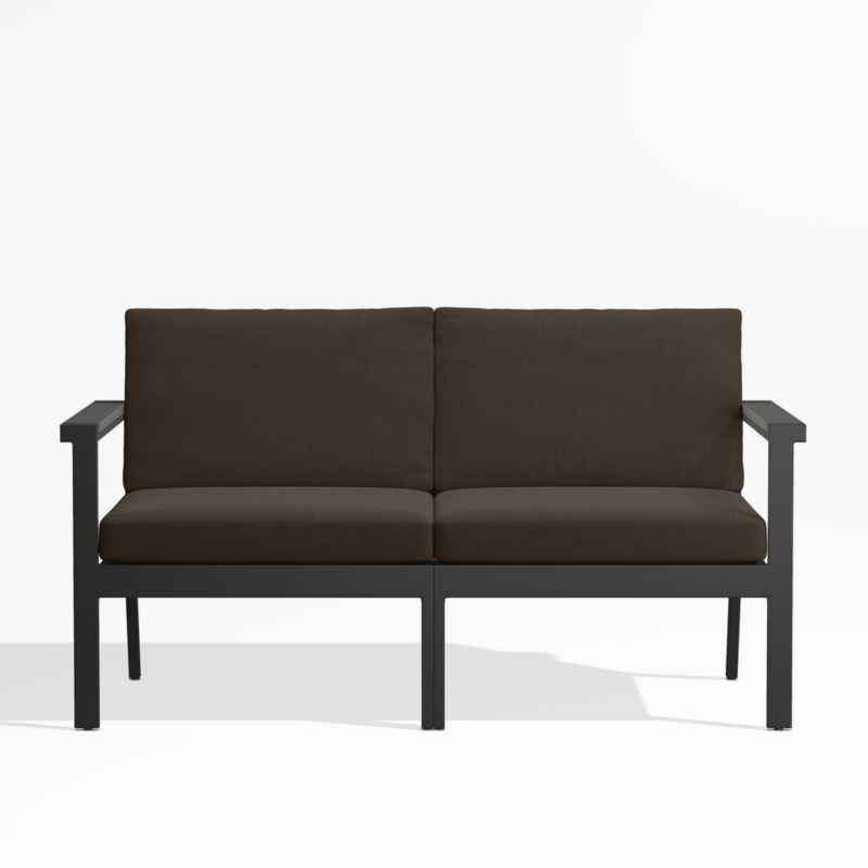 Alfresco Black Metal 2-Piece Outdoor Loveseat with Java Brown Cushions - image 0 of 6