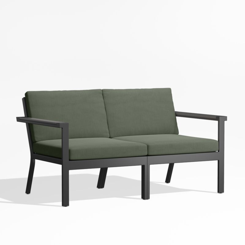 Alfresco Black Metal 2-Piece Outdoor Loveseat with Sage Green Cushions - image 3 of 6