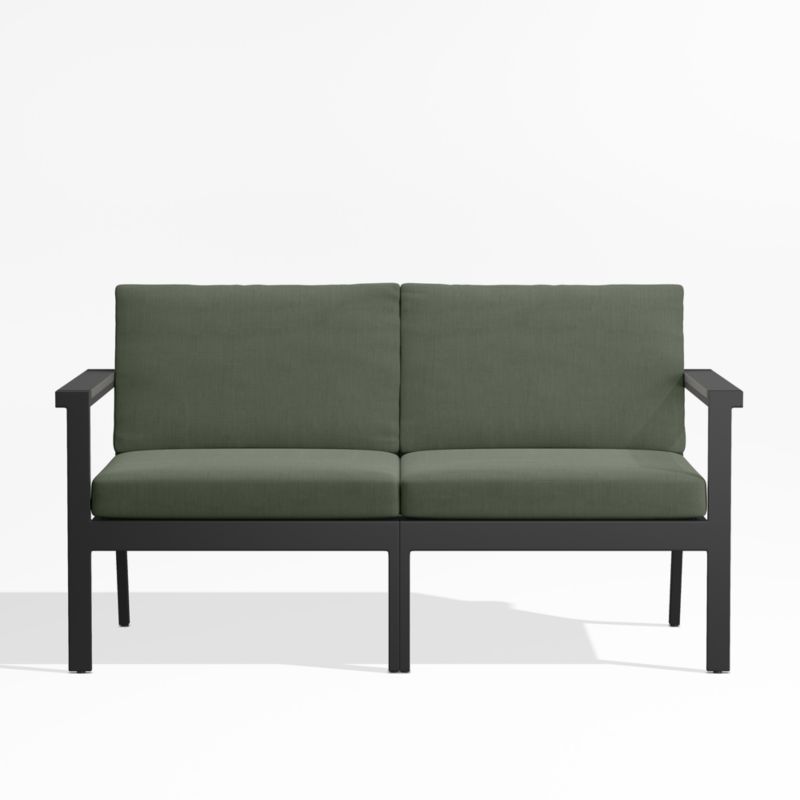 Alfresco Black Metal 2-Piece Outdoor Loveseat with Sage Green Cushions - image 0 of 6