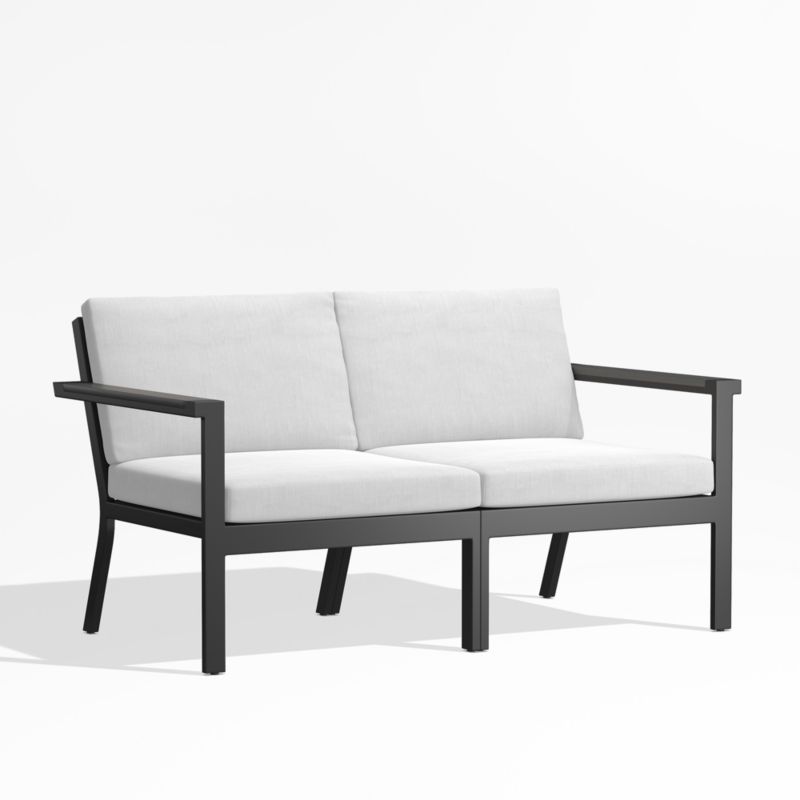 Alfresco Black Metal 2-Piece Outdoor Loveseat with White Sunbrella ® Cushions - image 3 of 6