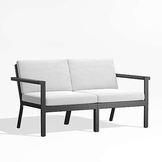 Alfresco Black Metal 2-Piece Outdoor Loveseat with White Sunbrella ® Cushions