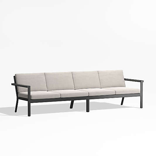 Alfresco Metal 108" 2-Piece Outdoor Sectional Sofa with Silver Cushions