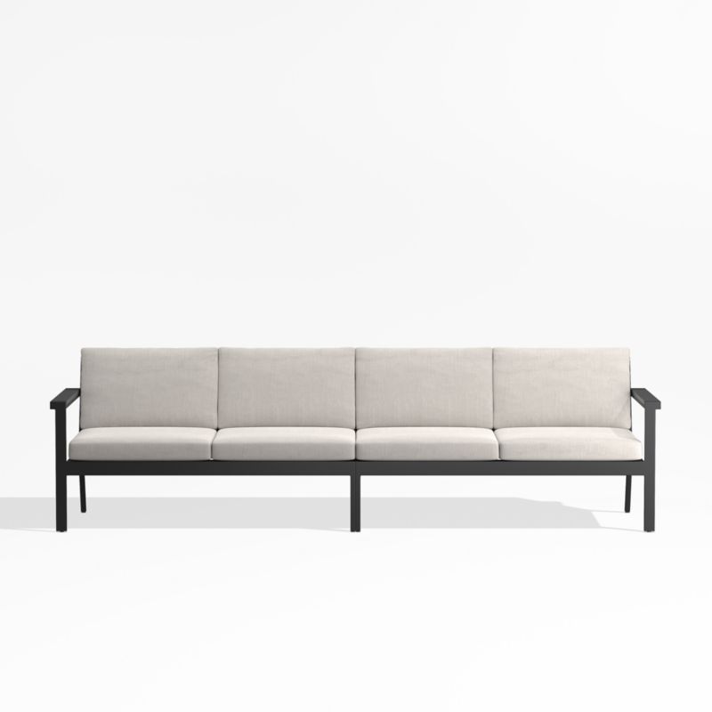 Alfresco Metal 108" 2-Piece Outdoor Sectional Sofa with Silver Cushions