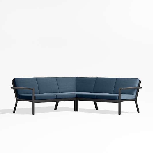 Alfresco Cast Harbor Blue Sunbrella ® 3-Piece L-Shaped Outdoor Sectional Cushions