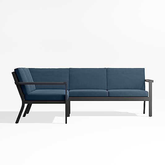 Alfresco Cast Harbor Blue Sunbrella ® 3-Piece L-Shaped Outdoor Sectional Cushions