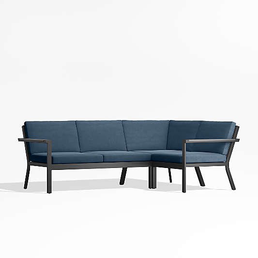 Alfresco Cast Harbor Blue Sunbrella ® 3-Piece Petite L-Shaped Outdoor Sectional Cushions
