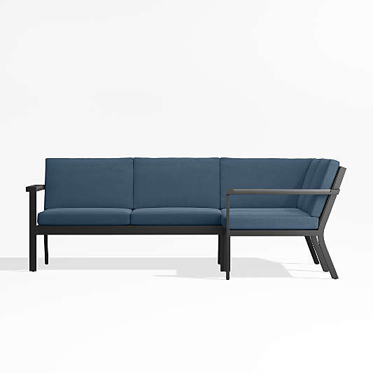 Alfresco Cast Harbor Blue Sunbrella ® 3-Piece Petite L-Shaped Outdoor Sectional Cushions