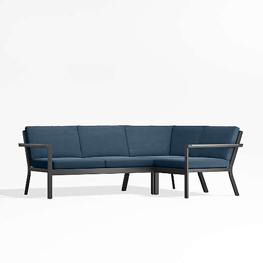 Alfresco Replacement Cast Harbor Blue Sunbrella ® 3-Piece Outdoor Sectional Sofa Cushions