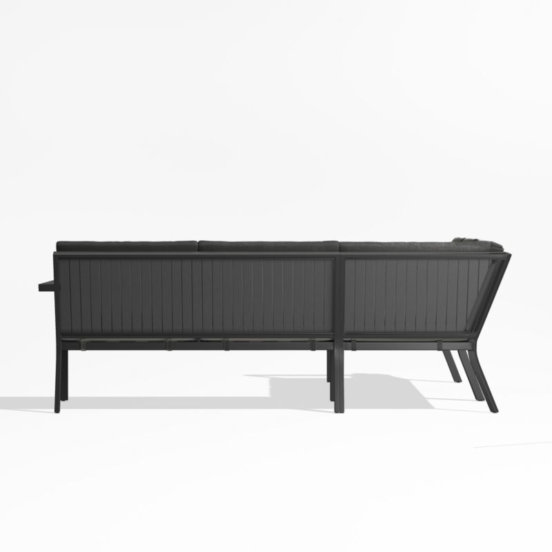 Alfresco Black Metal 3-Piece L-Shaped Outdoor Sectional Sofa with Charcoal Grey Sunbrella ® Cushions - image 4 of 5