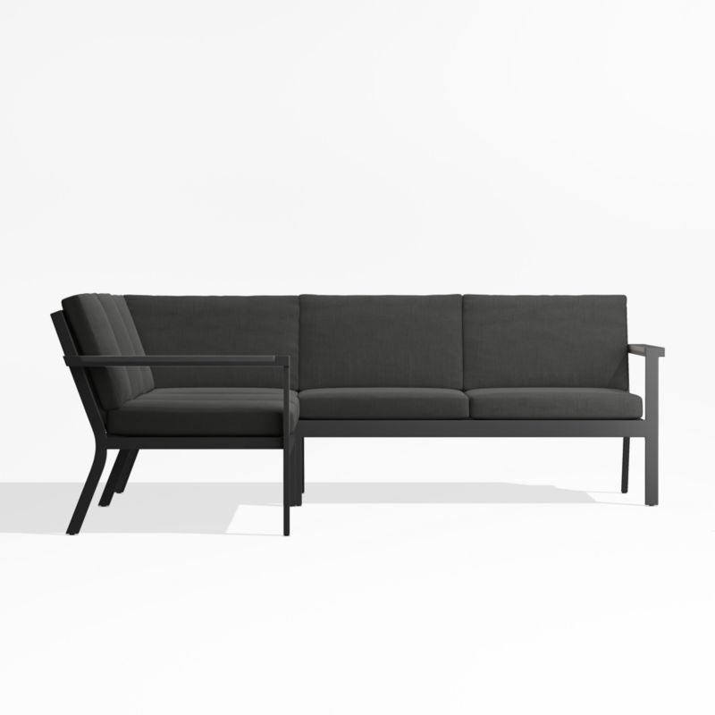 Alfresco Black Metal 3-Piece L-Shaped Outdoor Sectional Sofa with Charcoal Grey Sunbrella ® Cushions - image 2 of 5