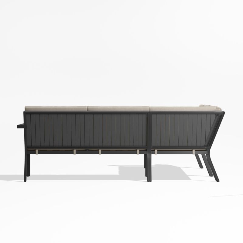 Alfresco Black Metal 3-Piece L-Shaped Outdoor Sectional Sofa with Flax Beige Sunbrella ® Cushions - image 4 of 5