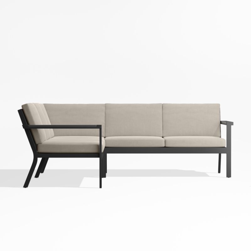 Alfresco Black Metal 3-Piece L-Shaped Outdoor Sectional Sofa with Flax Beige Sunbrella ® Cushions - image 2 of 5