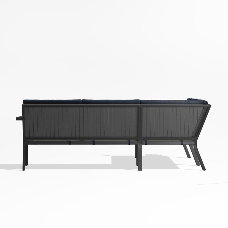 Alfresco Black Metal 3-Piece L-Shaped Outdoor Sectional Sofa with Navy Blue Sunbrella ® Cushions - image 4 of 5