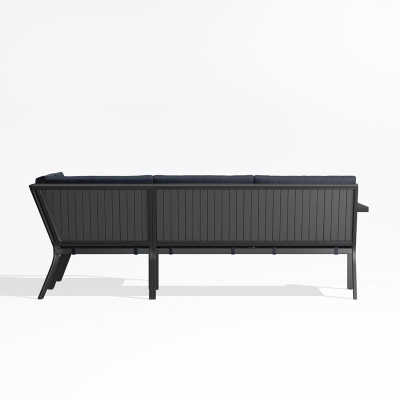 Alfresco Black Metal 3-Piece L-Shaped Outdoor Sectional Sofa with Navy Blue Sunbrella ® Cushions - image 3 of 5