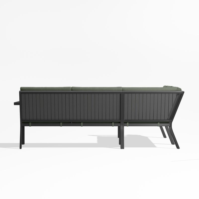 Alfresco Black Metal 3-Piece L-Shaped Outdoor Sectional Sofa with Sage Green Sunbrella Cushions - image 4 of 5