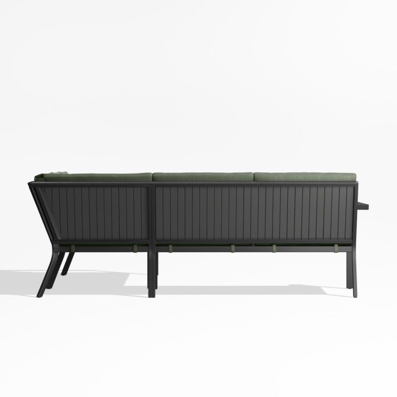 Alfresco Black Metal 3-Piece L-Shaped Outdoor Sectional Sofa with Sage Green Sunbrella Cushions - image 3 of 5