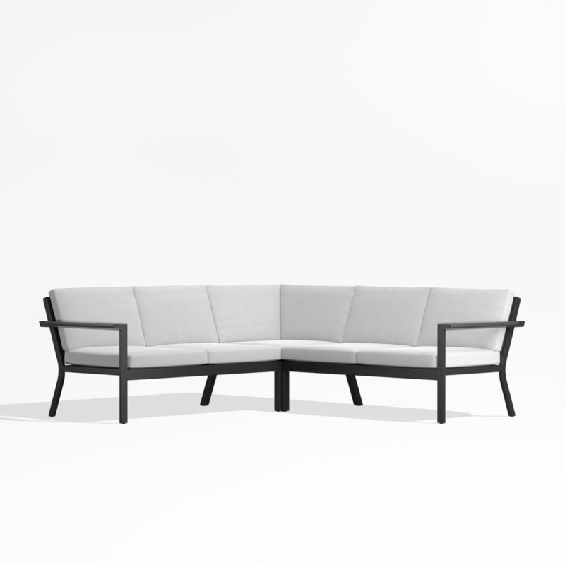 Alfresco Black Metal 3-Piece L-Shaped Outdoor Sectional Sofa with White Sunbrella ® Cushions - image 0 of 5