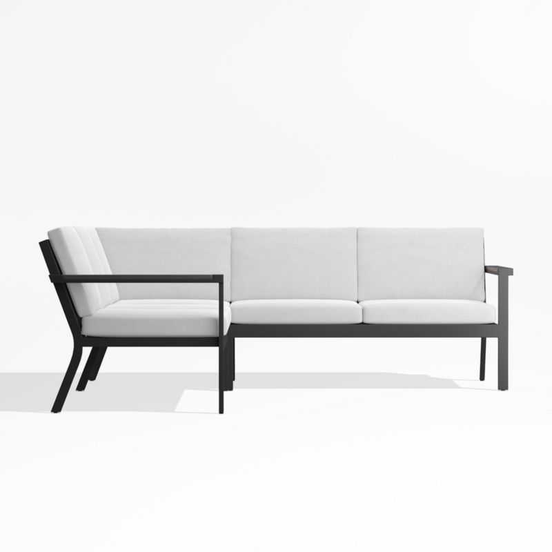 Alfresco Black Metal 3-Piece L-Shaped Outdoor Sectional Sofa with White Sunbrella ® Cushions - image 2 of 5