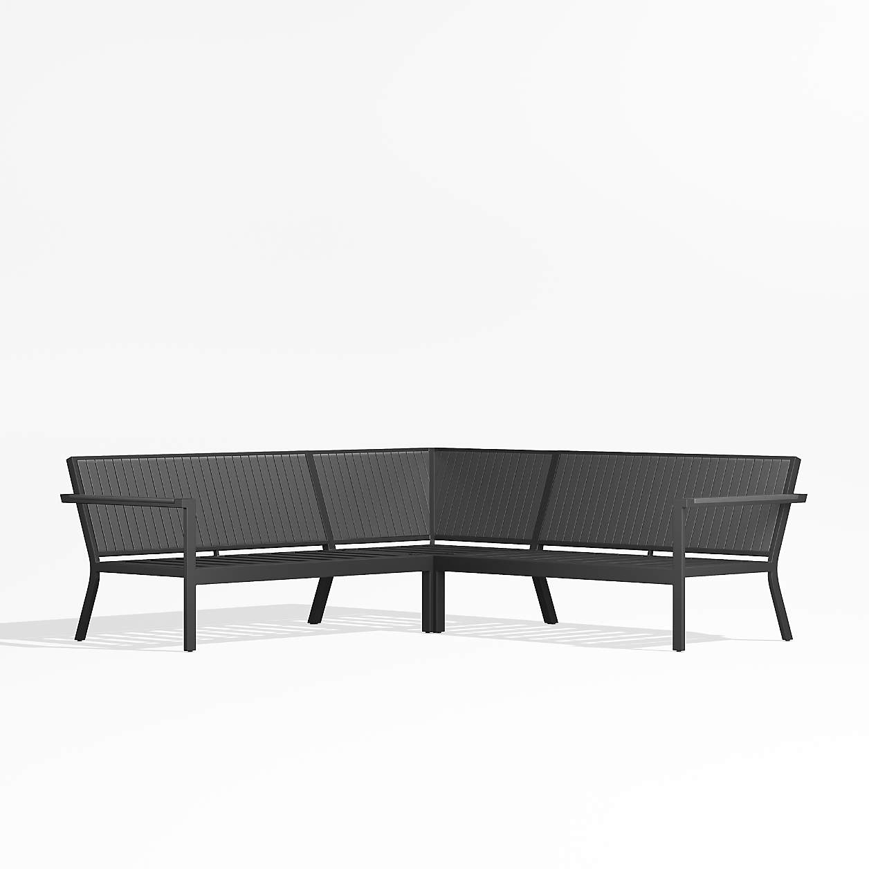 Alfresco Black Metal 3Piece LShaped Outdoor Sectional Sofa with Spa