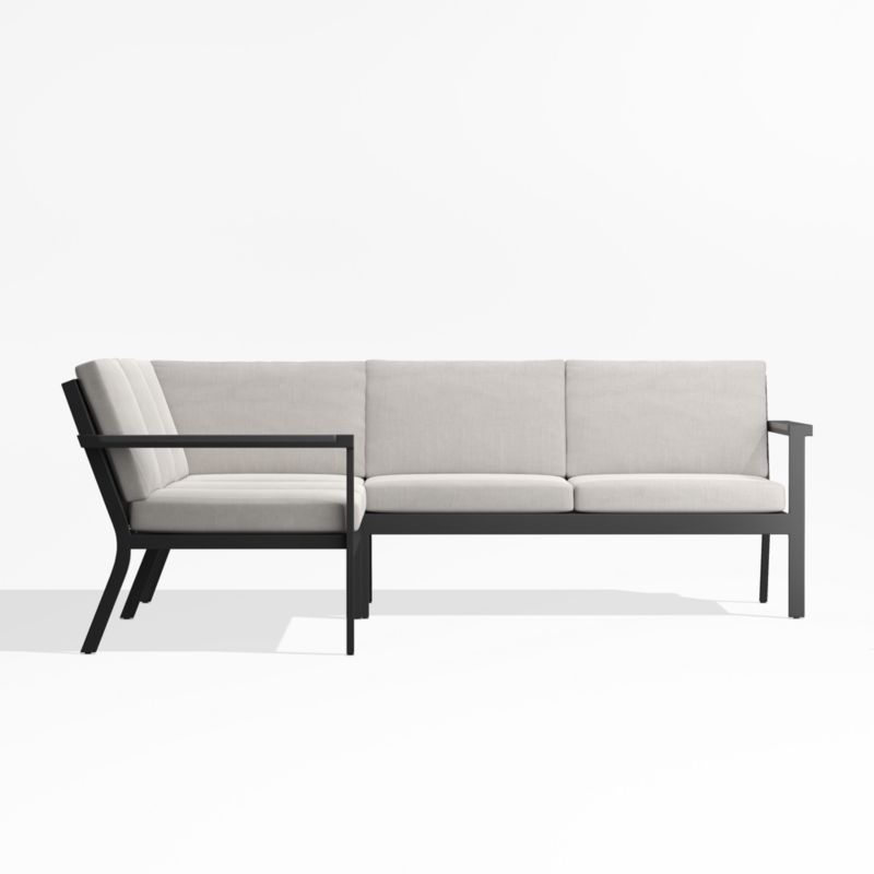 Alfresco Metal 3-Piece L-Shaped Outdoor Sectional Sofa with Silver Sunbrella® Cushions - image 4 of 8