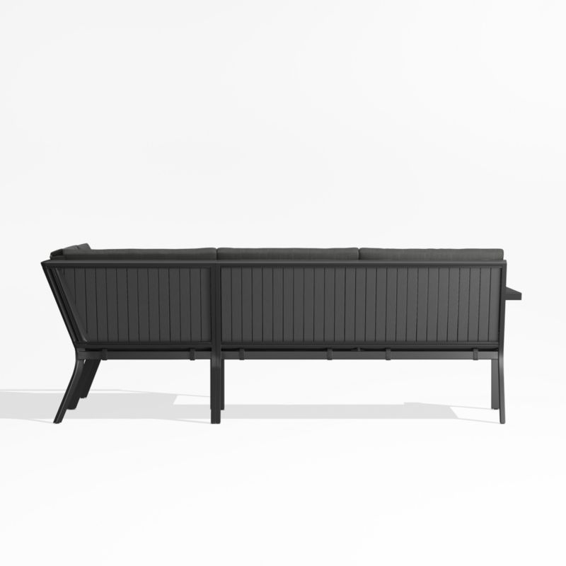 Alfresco Black Metal 3-Piece Petite L-Shaped Outdoor Sectional Sofa with Charcoal Grey Sunbrella ® Cushions - image 4 of 5