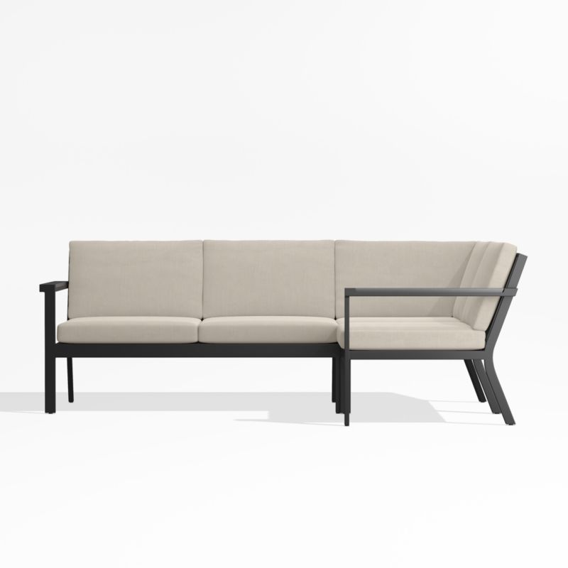 Alfresco Black Metal 3-Piece Petite L-Shaped Outdoor Sectional Sofa with Flax Beige Sunbrella ® Cushions - image 2 of 5