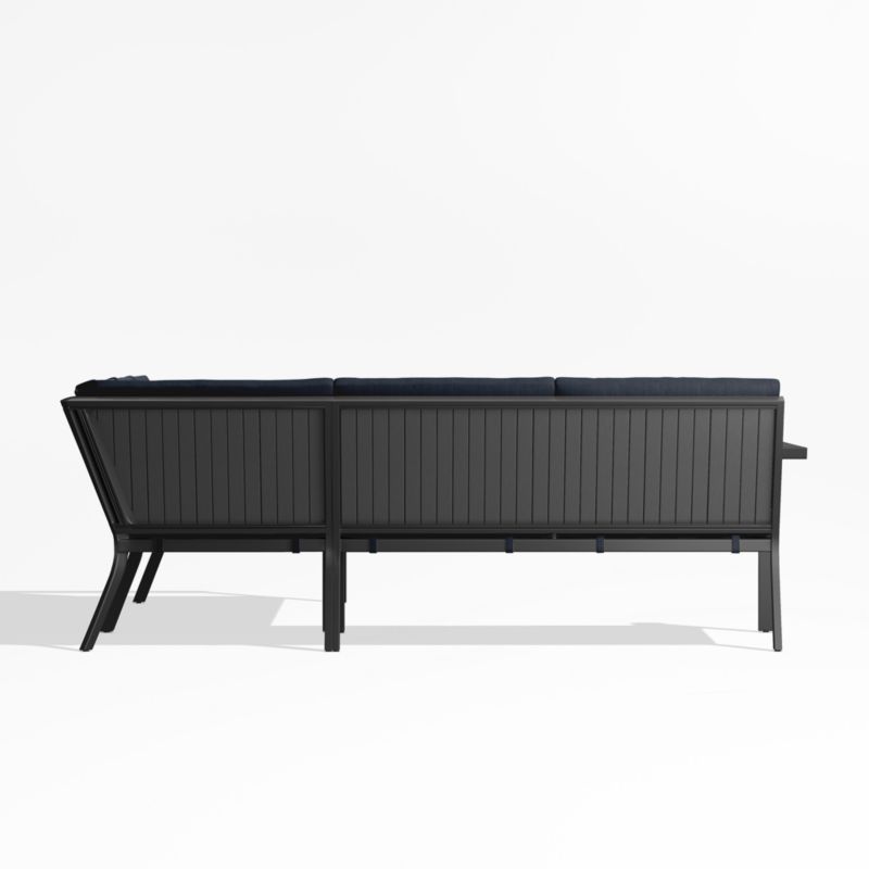 Alfresco Black Metal 3-Piece Petite L-Shaped Outdoor Sectional Sofa with Navy Blue Sunbrella ® Cushions - image 4 of 5