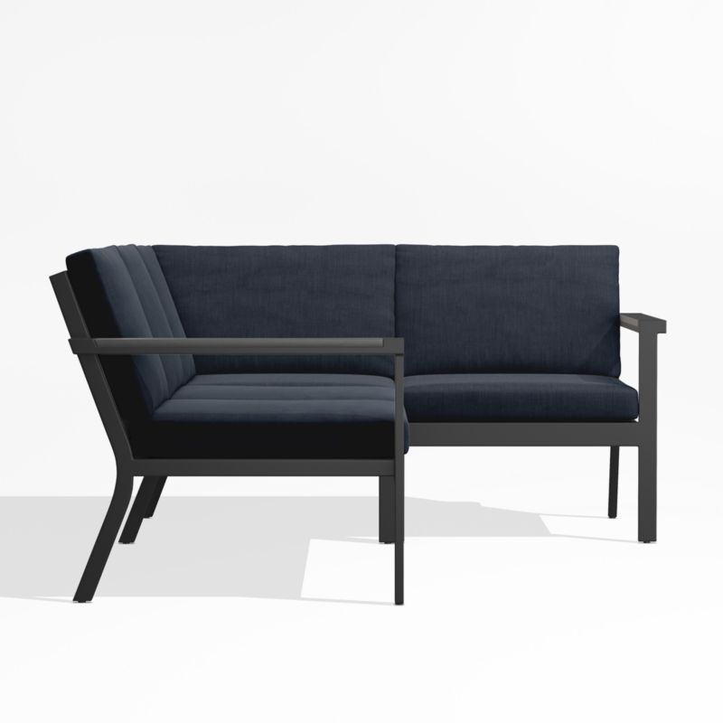 Alfresco Black Metal 3-Piece Petite L-Shaped Outdoor Sectional Sofa with Navy Blue Sunbrella ® Cushions - image 3 of 5