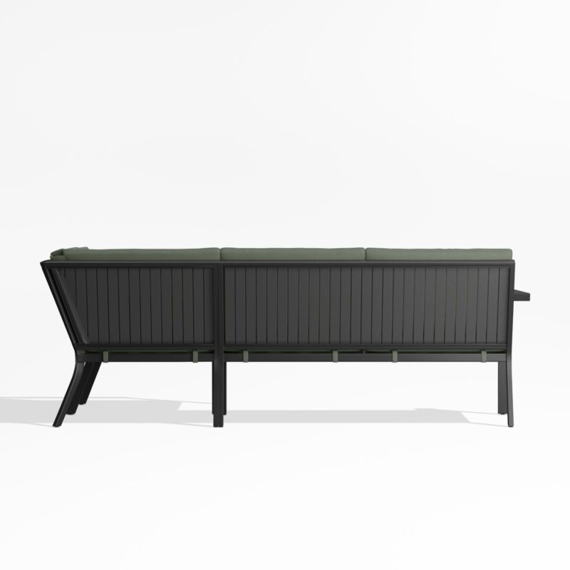 Alfresco Black Metal 3-Piece Petite L-Shaped Outdoor Sectional Sofa with Sage Green Sunbrella Cushions - image 4 of 5