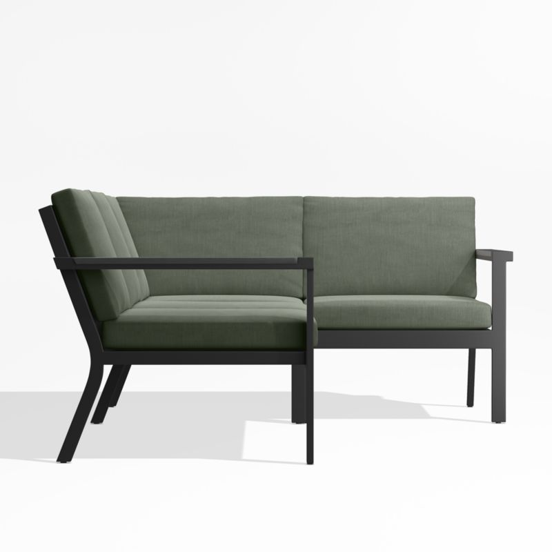 Alfresco Black Metal 3-Piece Petite L-Shaped Outdoor Sectional Sofa with Sage Green Sunbrella Cushions - image 3 of 5