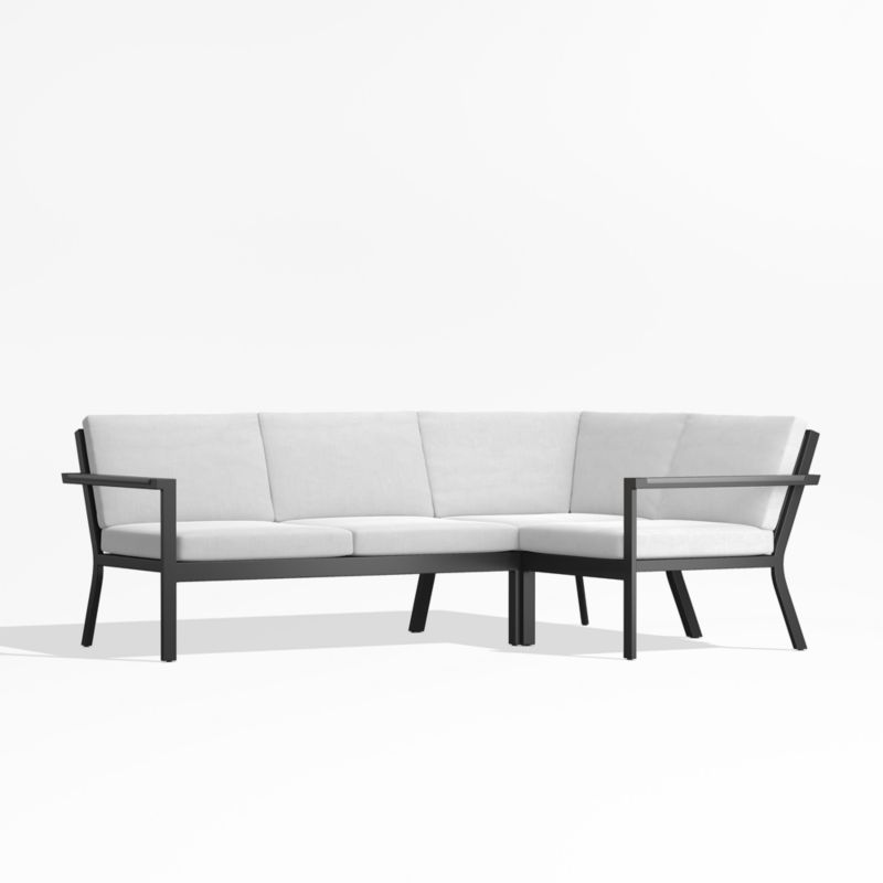 Alfresco Black Metal 3-Piece Petite L-Shaped Outdoor Sectional Sofa with White Sunbrella ® Cushions - image 0 of 5